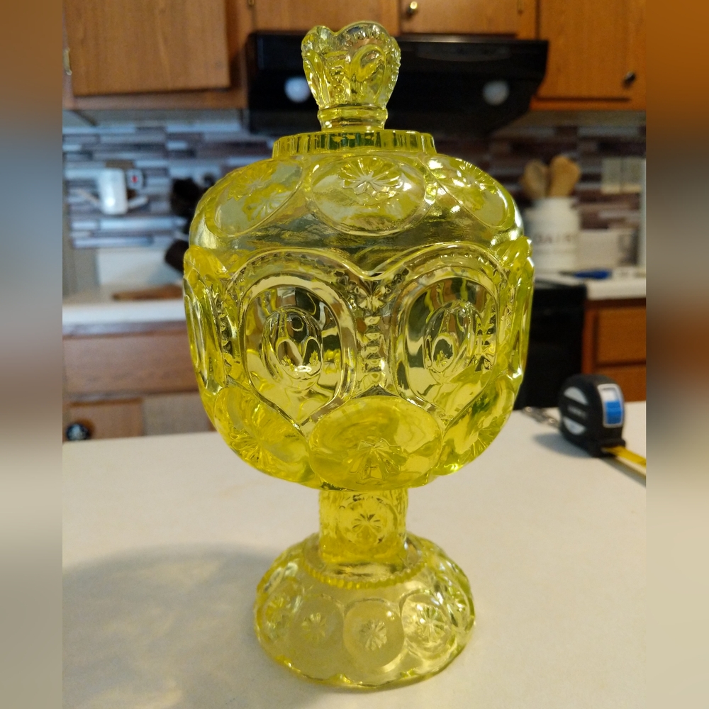 VTG LE SMITH URANIUM YELLOW CANDY DISH - Picture 2 of 9